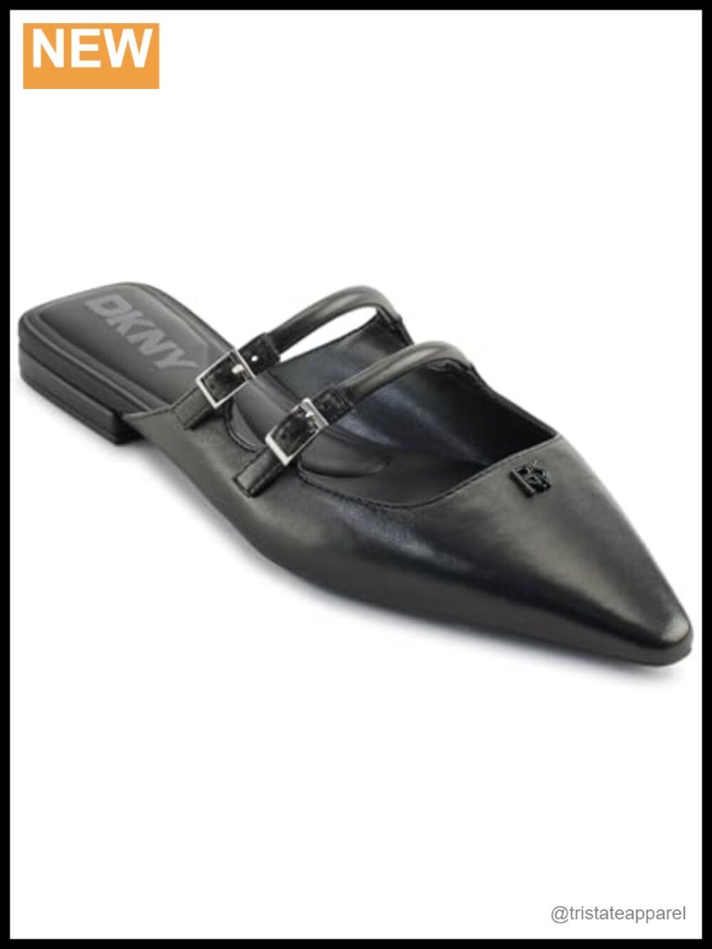 Cahana Pointed Toe Flat Mule with Adjustable Belt Strap Faux Leather